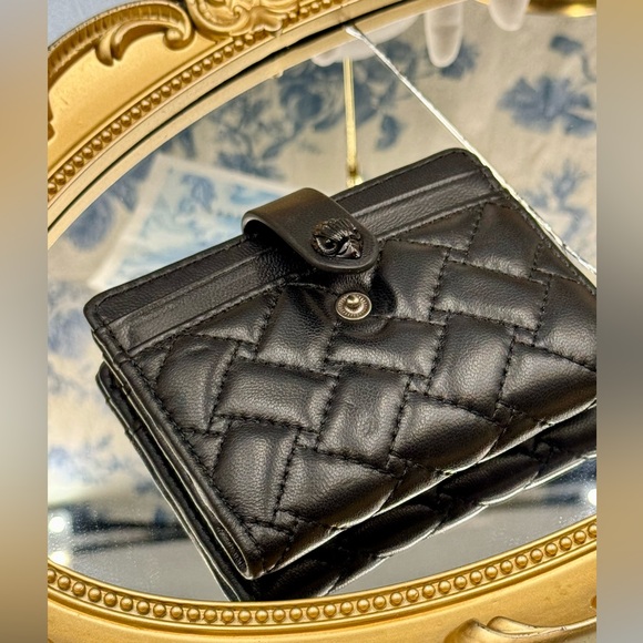 🆕 KURT GEIGER LONDON 🧿 NWOT All Black Leather Multi Card Holder - Picture 8 of 11